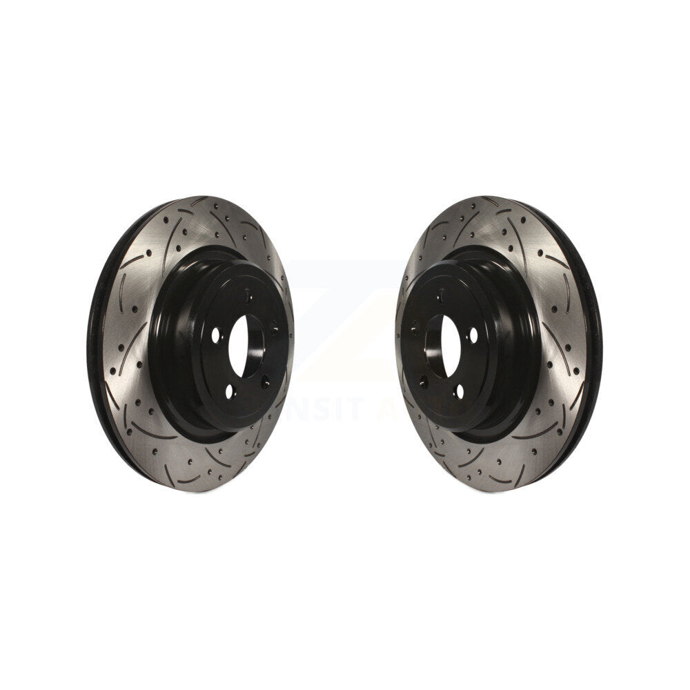 Coated Drilled Slotted Disc Brake Rotors Rear Pair For Dodge Charger Magnum