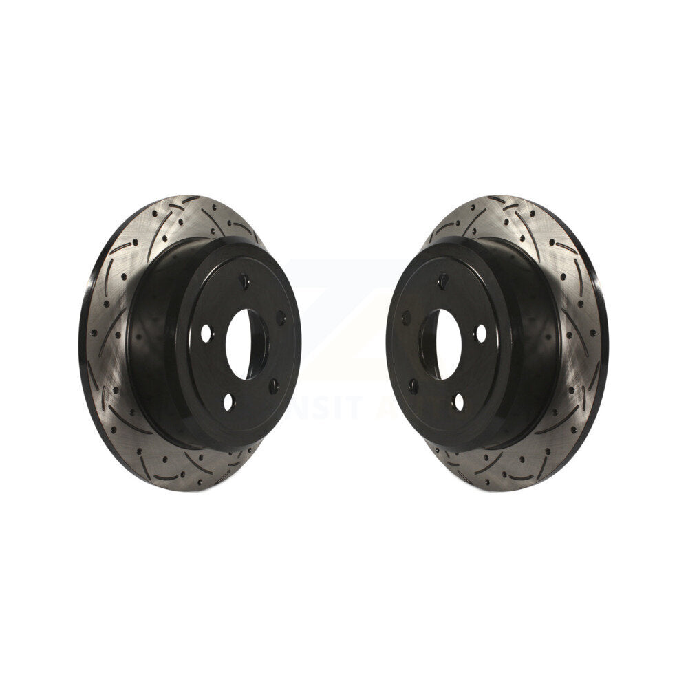 Coated Drilled Slotted Disc Brake Rotors Rear Pair For Jeep Wrangler JK