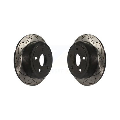 Coated Drilled Slotted Disc Brake Rotors Rear Pair For Jeep Wrangler JK
