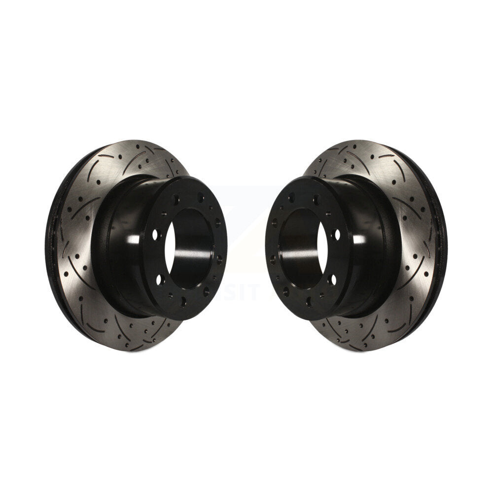 Coated Drilled Slotted Disc Brake Rotors Rear Pair For Ram 2500 3500 1500 Dodge