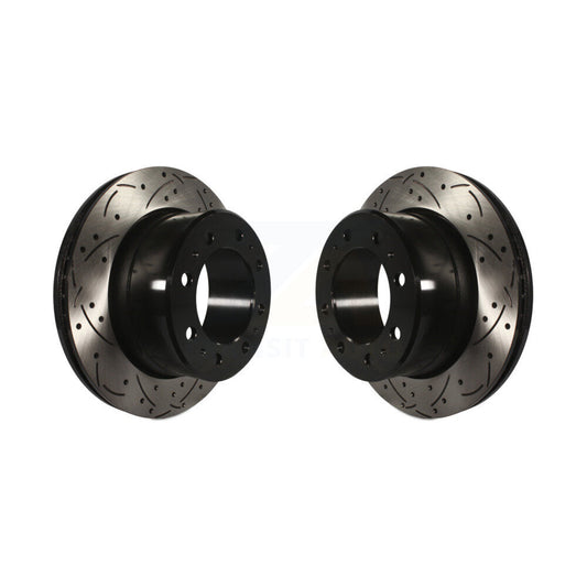 Coated Drilled Slotted Disc Brake Rotors Rear Pair For Ram 2500 3500 1500 Dodge
