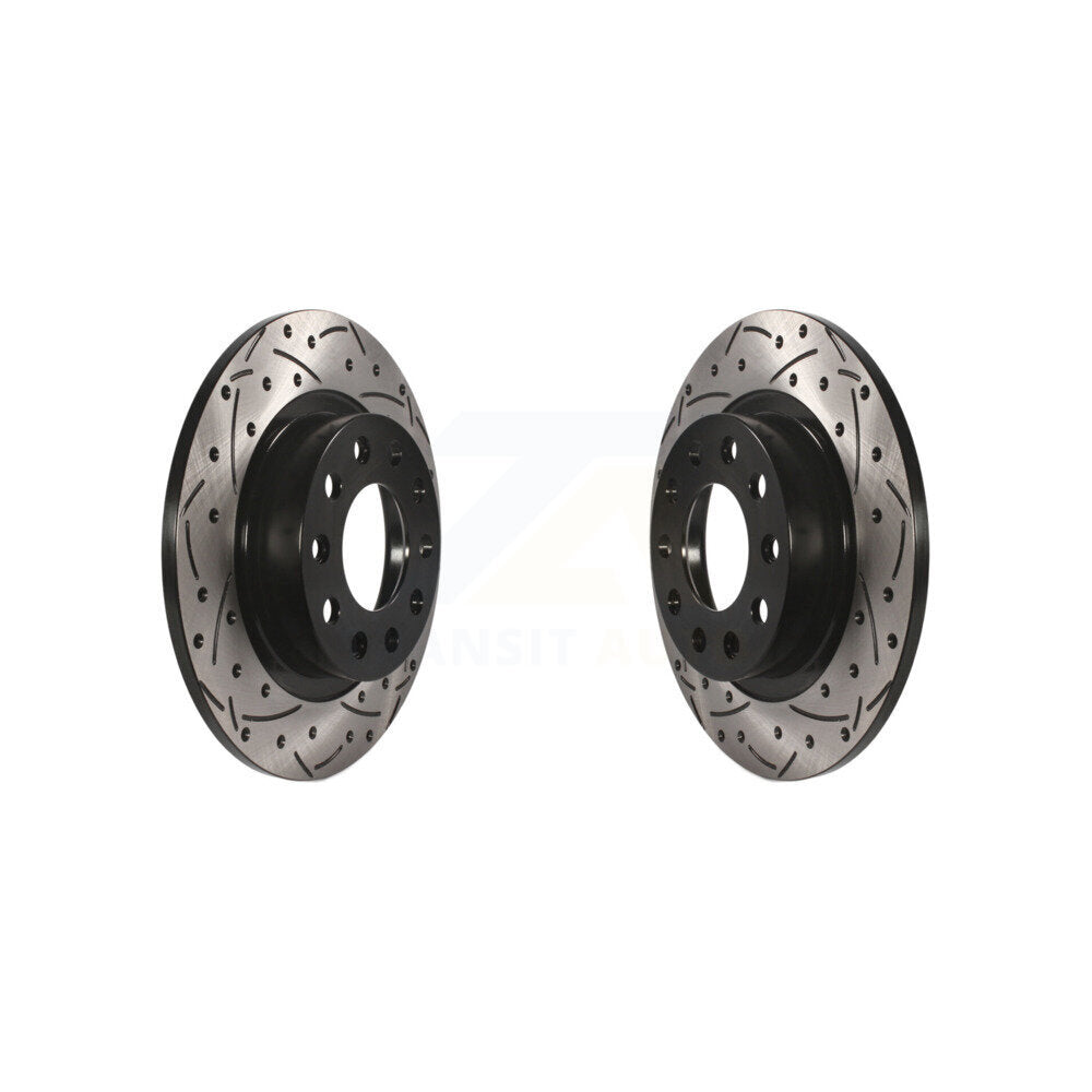 Coated Drilled Slotted Disc Brake Rotors Rear Pair For 2013-2016 Dodge Dart