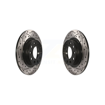 Coated Drilled Slotted Disc Brake Rotors Rear Pair For 2013-2016 Dodge Dart