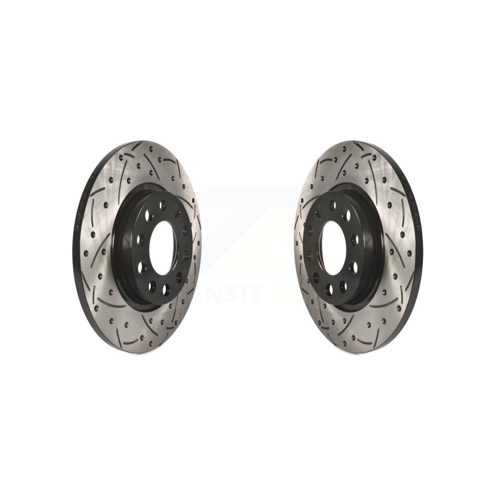 Coated Drilled Slotted Disc Brake Rotor Rear Pair For Jeep Cherokee Chrysler 200