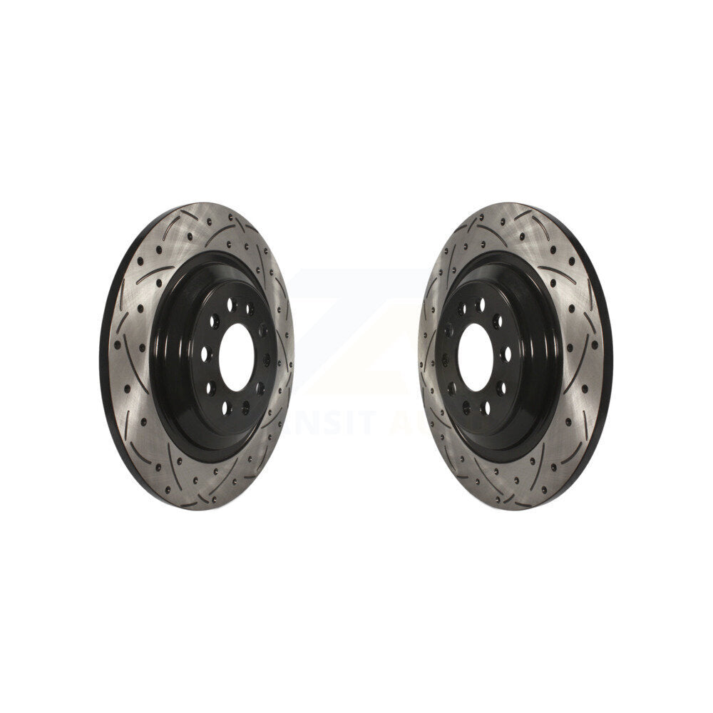 Coated Drilled Slotted Disc Brake Rotors Rear Pair For Jeep Cherokee