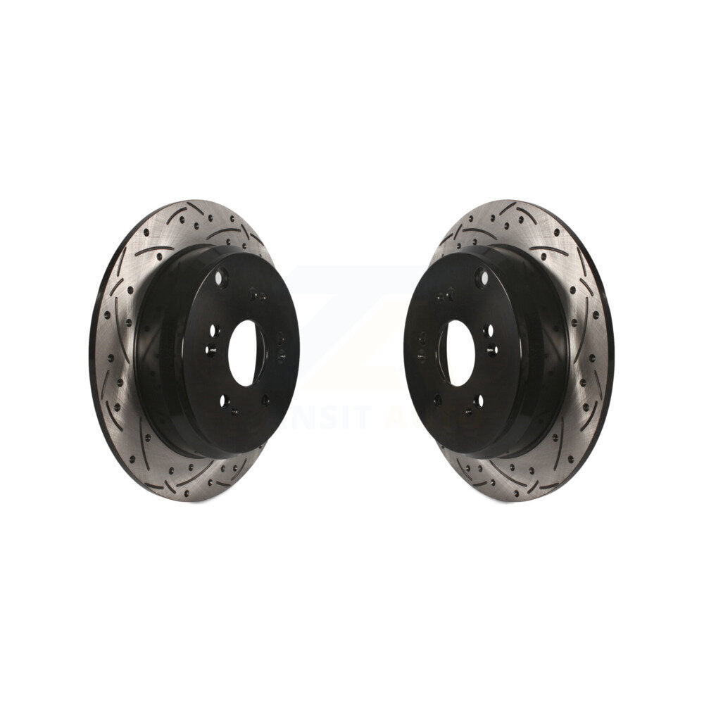 Coated Drilled Slotted Disc Brake Rotors Rear Pair For Honda CR-V Acura RDX