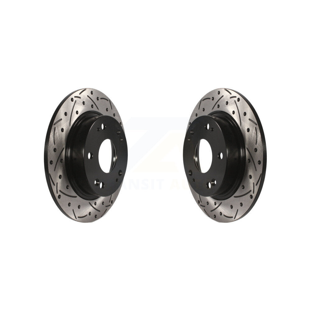 Coated Drilled Slotted Disc Brake Rotors Rear Pair For Honda Civic Acura CSX ILX
