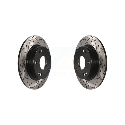 Coated Drilled Slotted Disc Brake Rotors Rear Pair For Honda Civic Acura CSX ILX