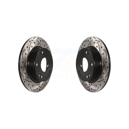 Coated Drilled Slotted Disc Brake Rotors Rear Pair For Honda Civic Acura CSX ILX