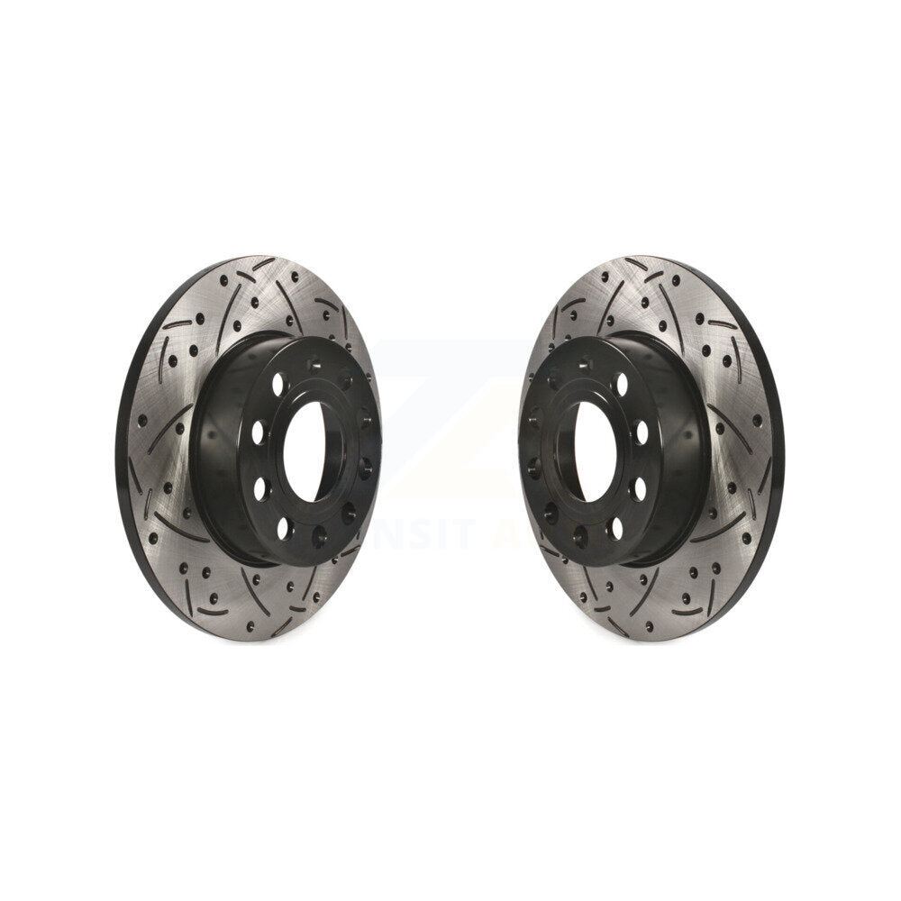 Drilled Slot Disc Brake Rotor Rear Pair For Volkswagen Jetta Rabbit Golf Audi A3