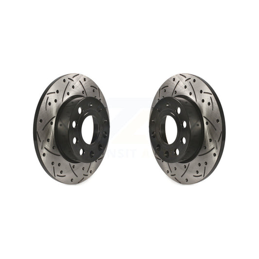 Drilled Slot Disc Brake Rotor Rear Pair For Volkswagen Jetta Rabbit Golf Audi A3