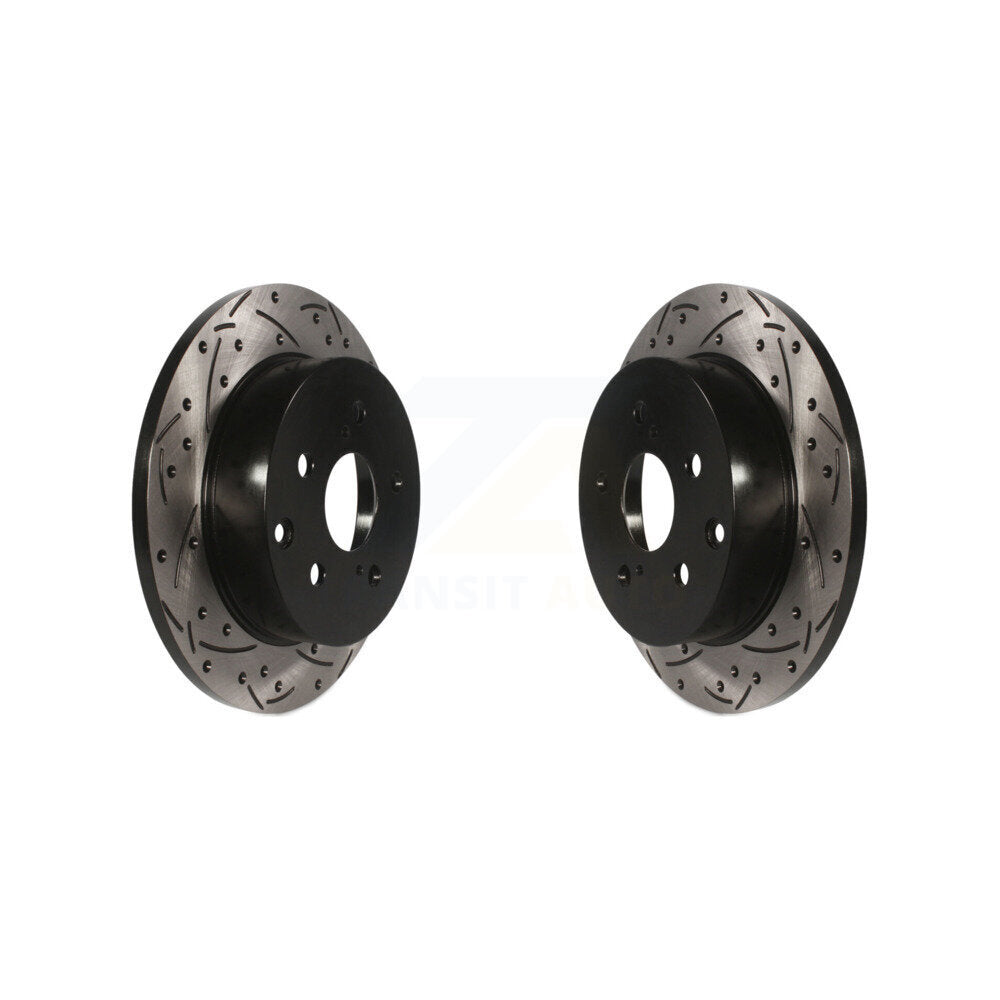 Coated Drilled Slotted Disc Brake Rotors Rear Pair For Toyota RAV4 Lexus HS250h