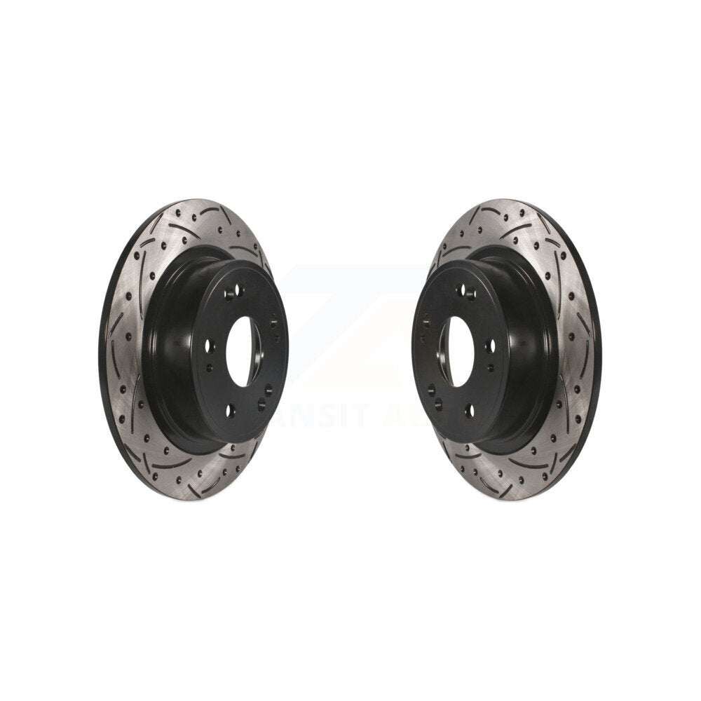 Coated Drill Slot Disc Brake Rotor Rear Pair For Honda Accord HR-V Acura ILX TSX