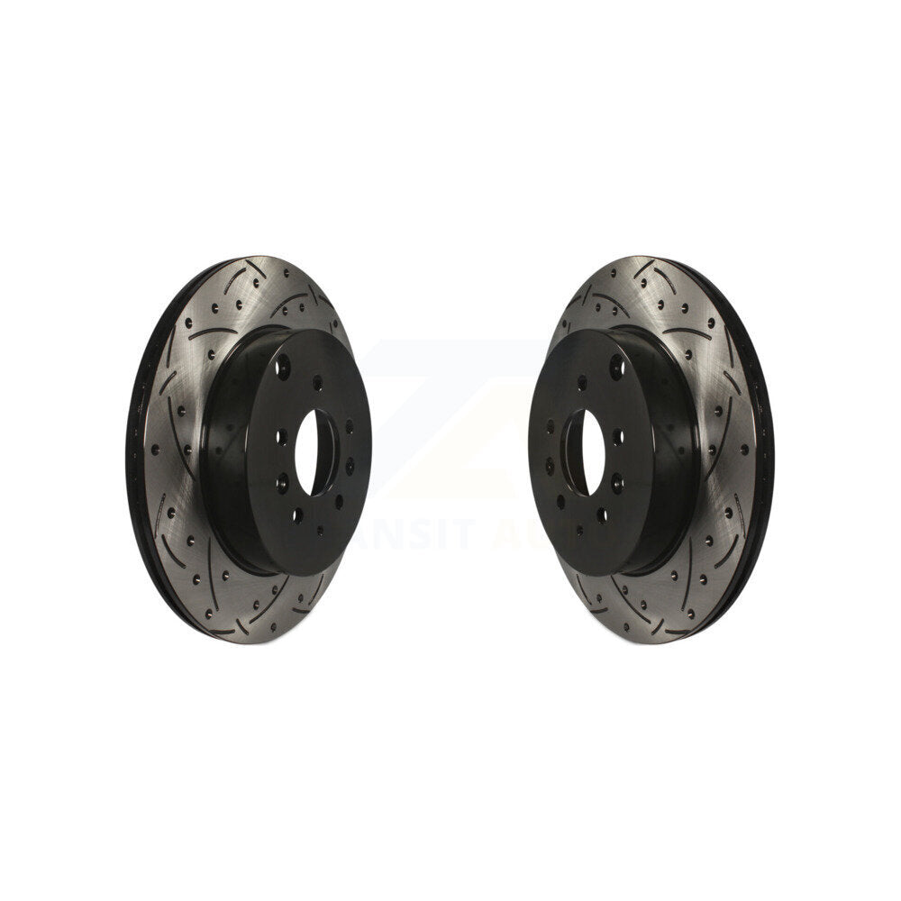 Coated Drilled Slotted Disc Brake Rotors Rear Pair For 2007-2015 Mazda CX-9