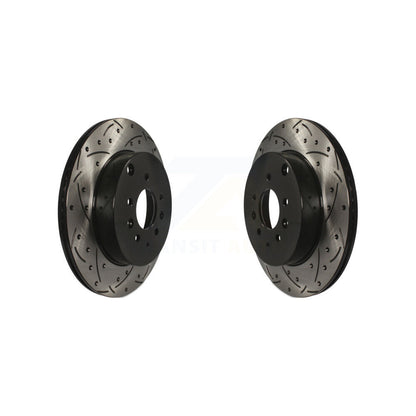 Coated Drilled Slotted Disc Brake Rotors Rear Pair For 2007-2015 Mazda CX-9