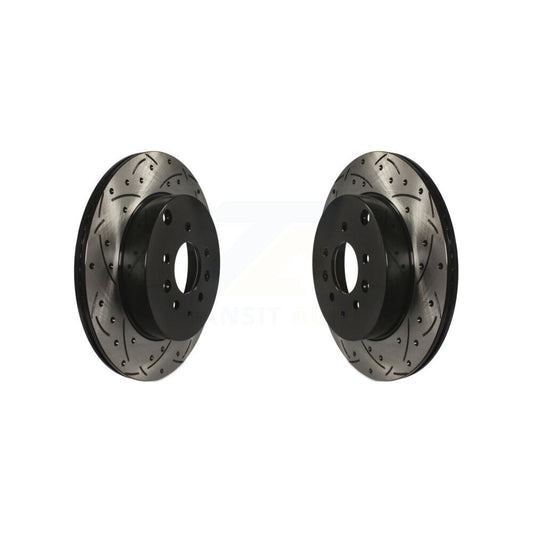 Coated Drilled Slotted Disc Brake Rotors Rear Pair For 2007-2015 Mazda CX-9