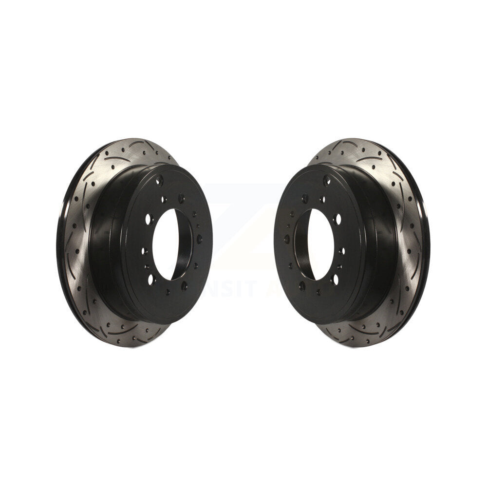 Drill Slot Disc Brake Rotor Rear Pair For Toyota Tundra Sequoia Lexus LX570 Land