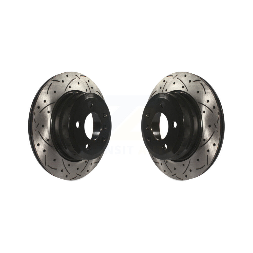 Coated Drilled Slotted Disc Brake Rotors Rear Pair For BMW X5 X6