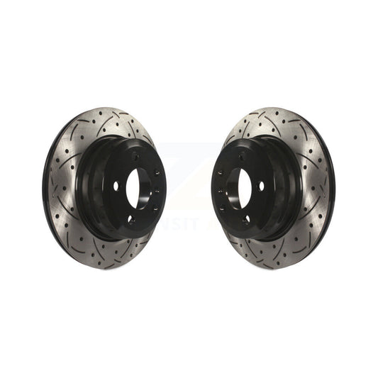 Coated Drilled Slotted Disc Brake Rotors Rear Pair For BMW X5 X6
