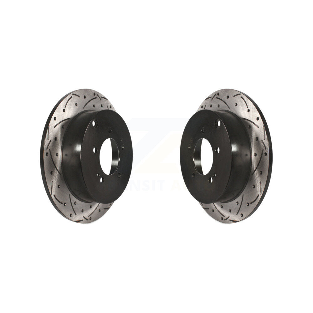 Coated Drilled Slot Disc Brake Rotors Rear Pair For Mitsubishi Lancer Outlander