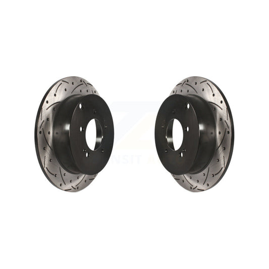 Coated Drilled Slot Disc Brake Rotors Rear Pair For Mitsubishi Lancer Outlander