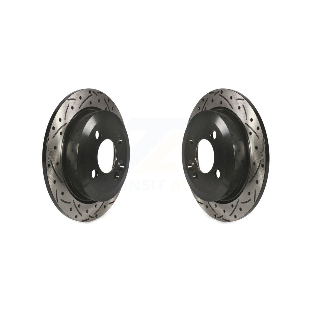 Coated Drilled Slotted Disc Brake Rotors Rear Pair For Mini Cooper