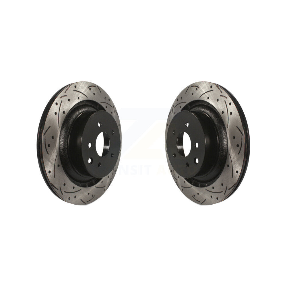 Coated Drill Slot Disc Brake Rotors Rear Pair For INFINITI G37 Nissan 370Z Q60 Z