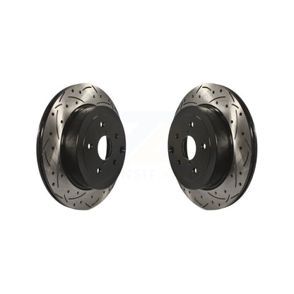 Coated Drilled Slotted Disc Brake Rotors Rear Pair For Subaru Impreza WRX STI