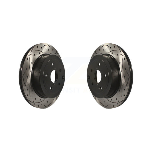 Coated Drilled Slotted Disc Brake Rotors Rear Pair For Subaru Impreza WRX STI
