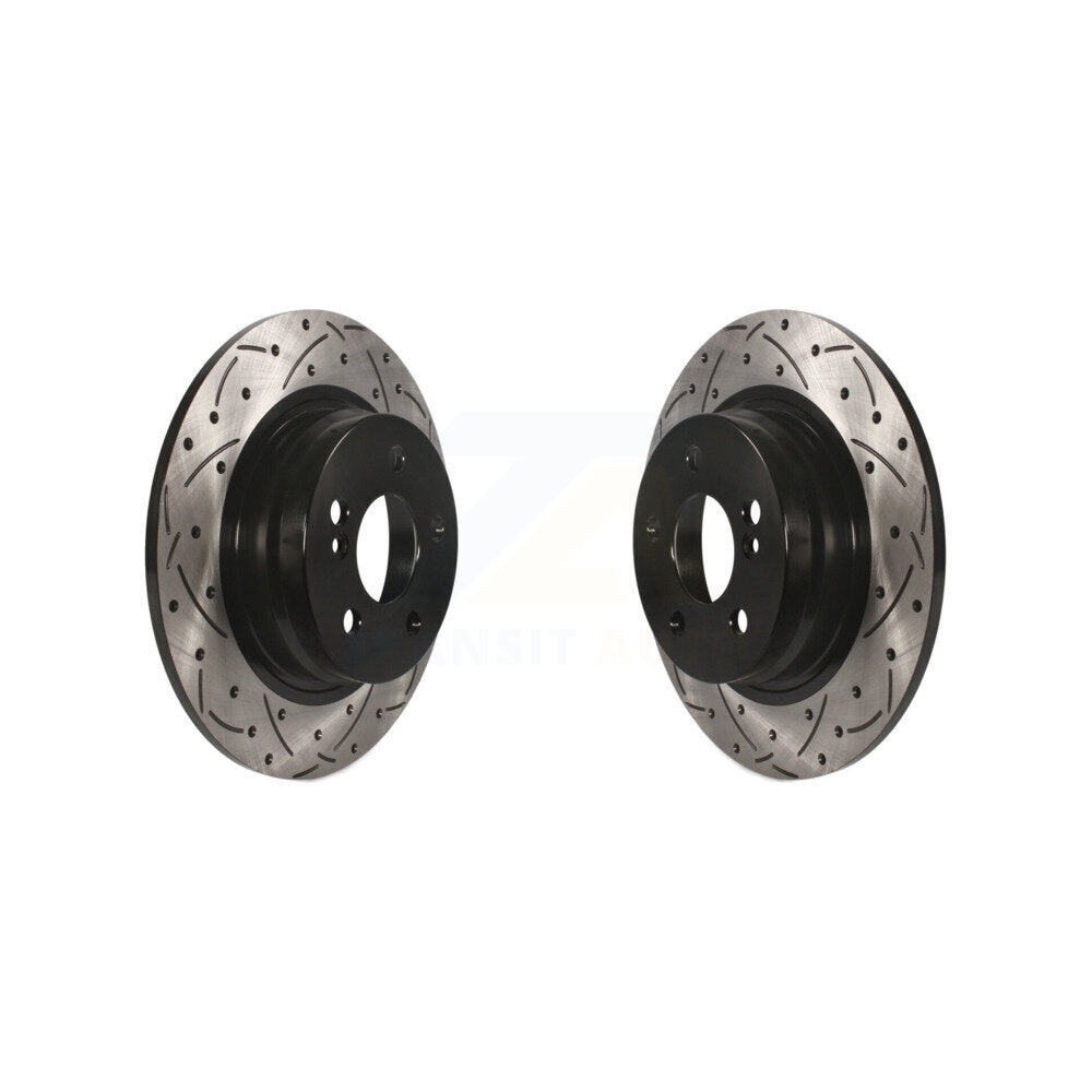 Coated Drilled Slot Disc Brake Rotors Rear Pair For Mercedes-Benz C300 C250 C230