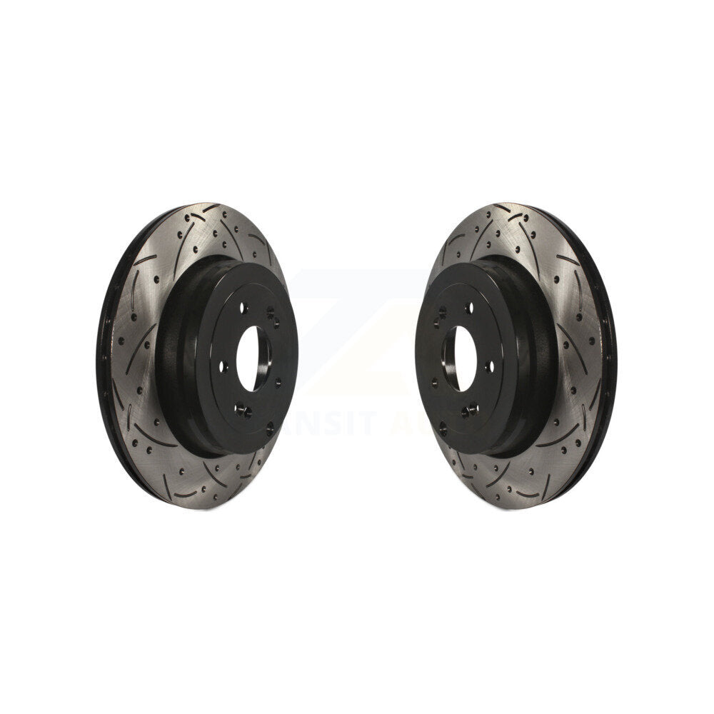 Coated Drilled Slotted Disc Brake Rotors Rear Pair For Hyundai Genesis Coupe