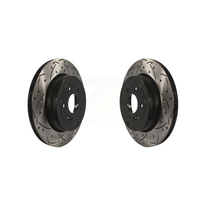 Coated Drilled Slotted Disc Brake Rotors Rear Pair For Hyundai Genesis Coupe