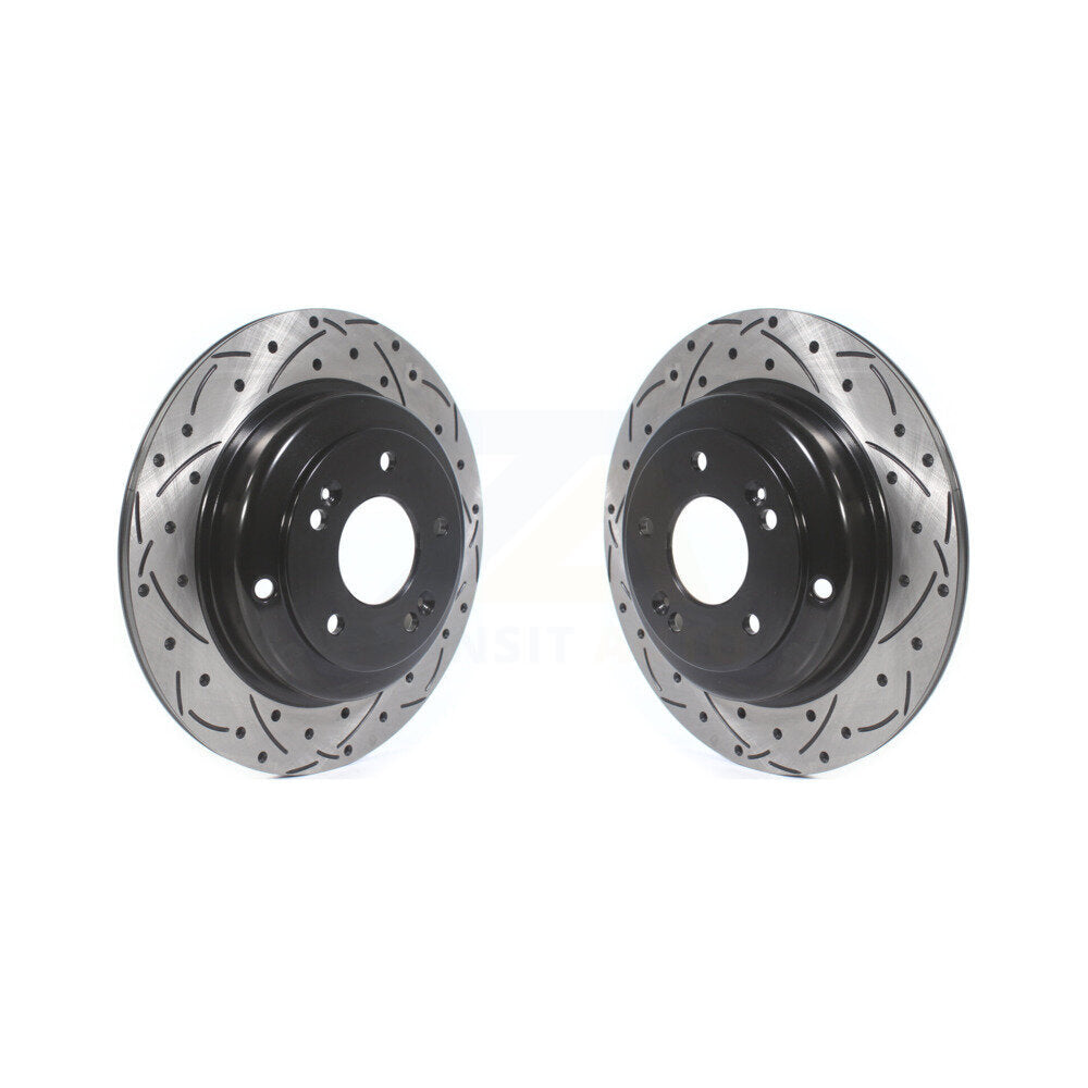 Coated Drilled Slotted Disc Brake Rotors Rear Pair For Hyundai Genesis Coupe