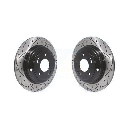 Coated Drilled Slotted Disc Brake Rotors Rear Pair For Hyundai Genesis Coupe