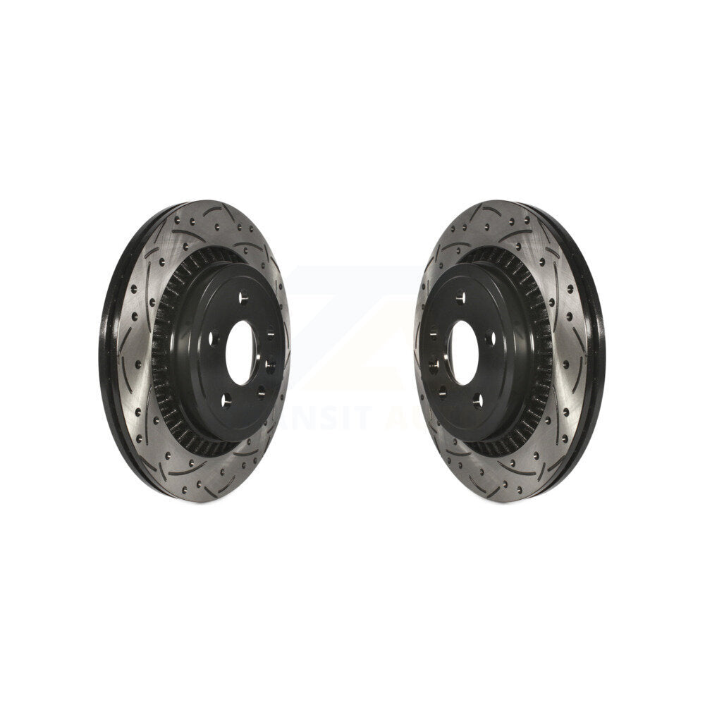 Coated Drilled Slotted Disc Brake Rotors Rear Pair For 2010-2017 Volvo XC60