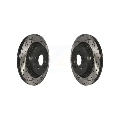 Coated Drilled Slotted Disc Brake Rotors Rear Pair For 2010-2017 Volvo XC60
