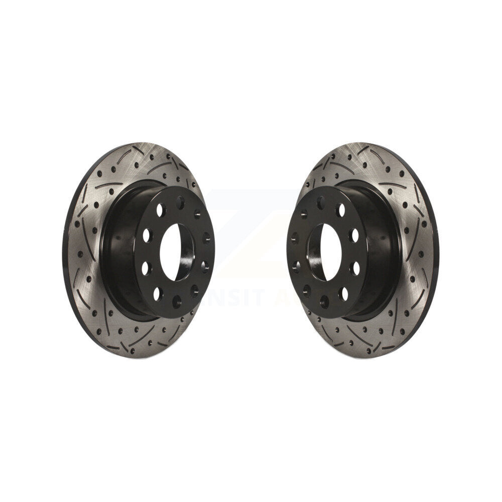 Drilled Slot Brake Rotor Rear Pair For Volkswagen Jetta Beetle Golf Alltrack Eos