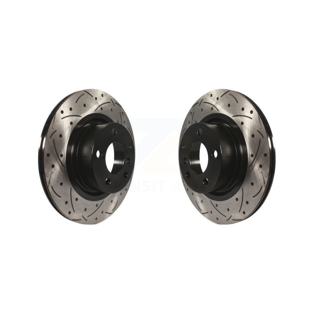 Coated Drilled Slotted Disc Brake Rotors Rear Pair For BMW X3 X4