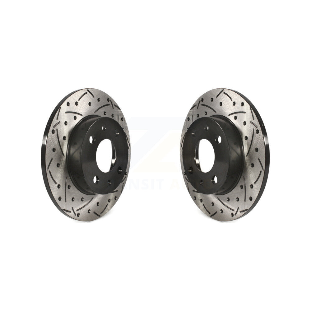 Coated Drilled Slotted Disc Brake Rotors Rear Pair For Fiat 500