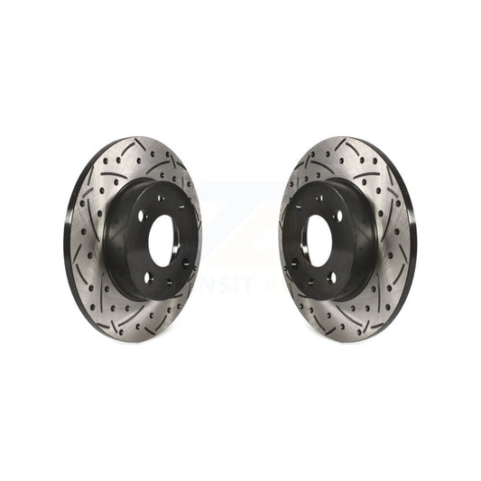 Coated Drilled Slotted Disc Brake Rotors Rear Pair For Fiat 500