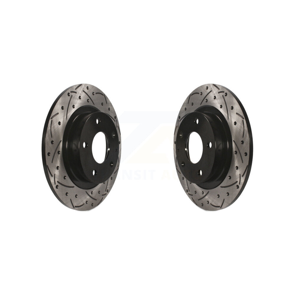 Coated Drilled Slotted Disc Brake Rotors Rear Pair For 2014-2021 Mazda 6