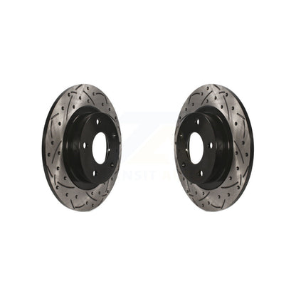 Coated Drilled Slotted Disc Brake Rotors Rear Pair For 2014-2021 Mazda 6