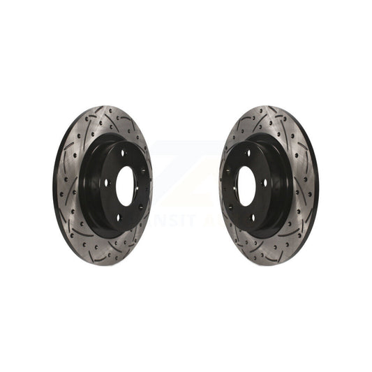 Coated Drilled Slotted Disc Brake Rotors Rear Pair For 2014-2021 Mazda 6
