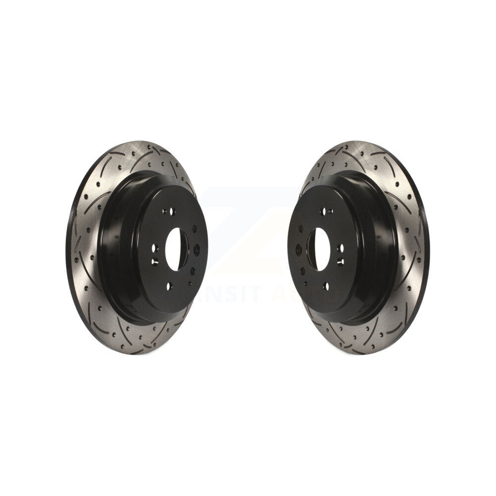 Coated Drilled Slotted Disc Brake Rotors Rear Pair For 2014-2016 Acura MDX