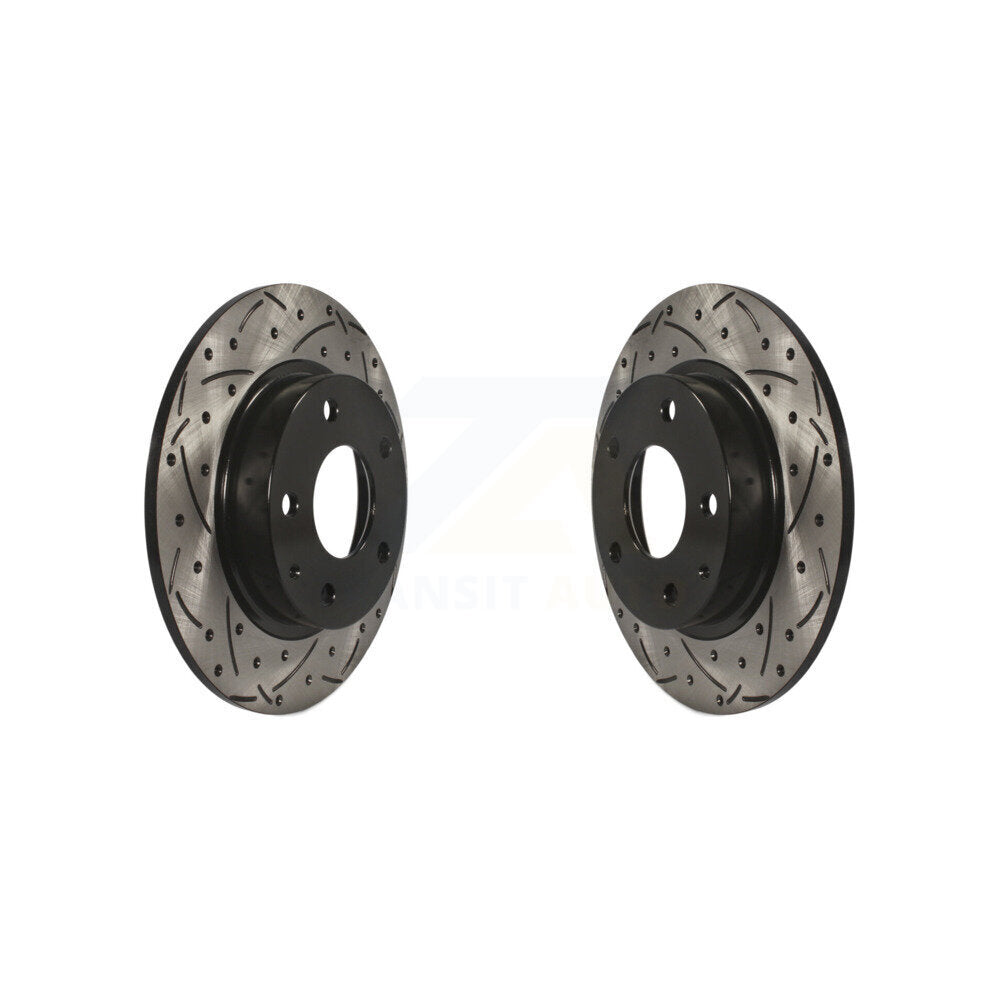 Coated Drilled Slotted Disc Brake Rotors Rear Pair For Mazda 3 CX-30 Sport CX-3