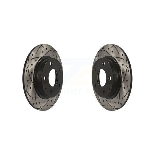 Coated Drilled Slotted Disc Brake Rotors Rear Pair For Mazda 3 CX-30 Sport CX-3
