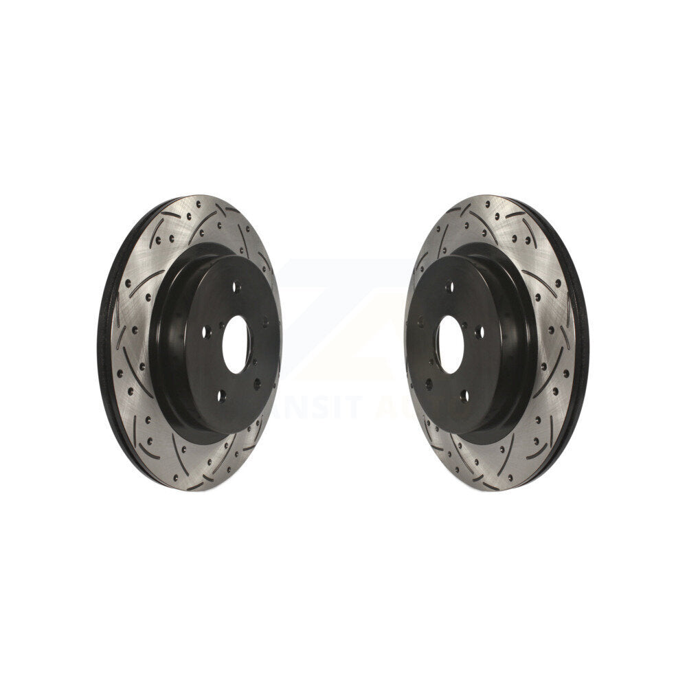 Coated Drilled Slotted Disc Brake Rotors Rear Pair For Subaru Outback WRX Legacy