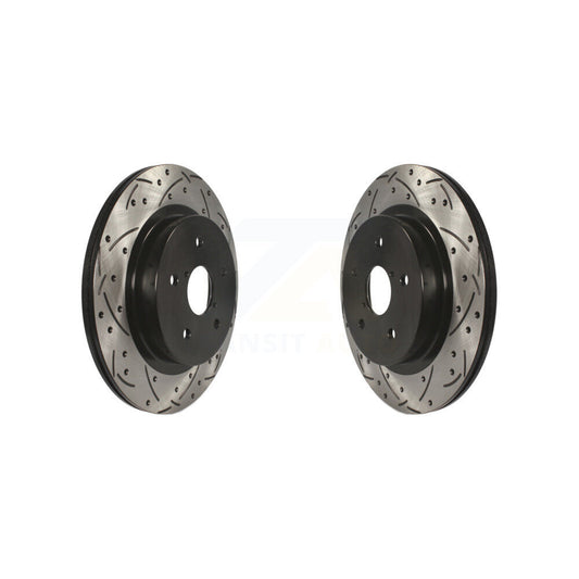 Coated Drilled Slotted Disc Brake Rotors Rear Pair For Subaru Outback WRX Legacy