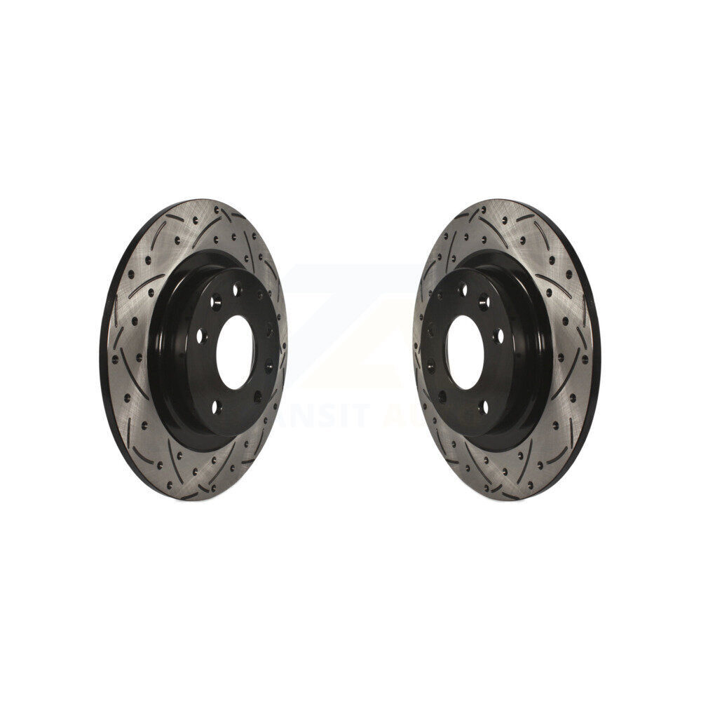 Coated Drilled Slotted Disc Brake Rotors Rear Pair For 2016-2018 Mazda CX-3