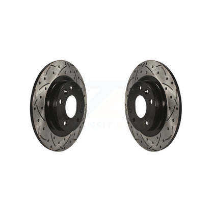Coated Drilled Slotted Disc Brake Rotors Rear Pair For 2016-2018 Mazda CX-3